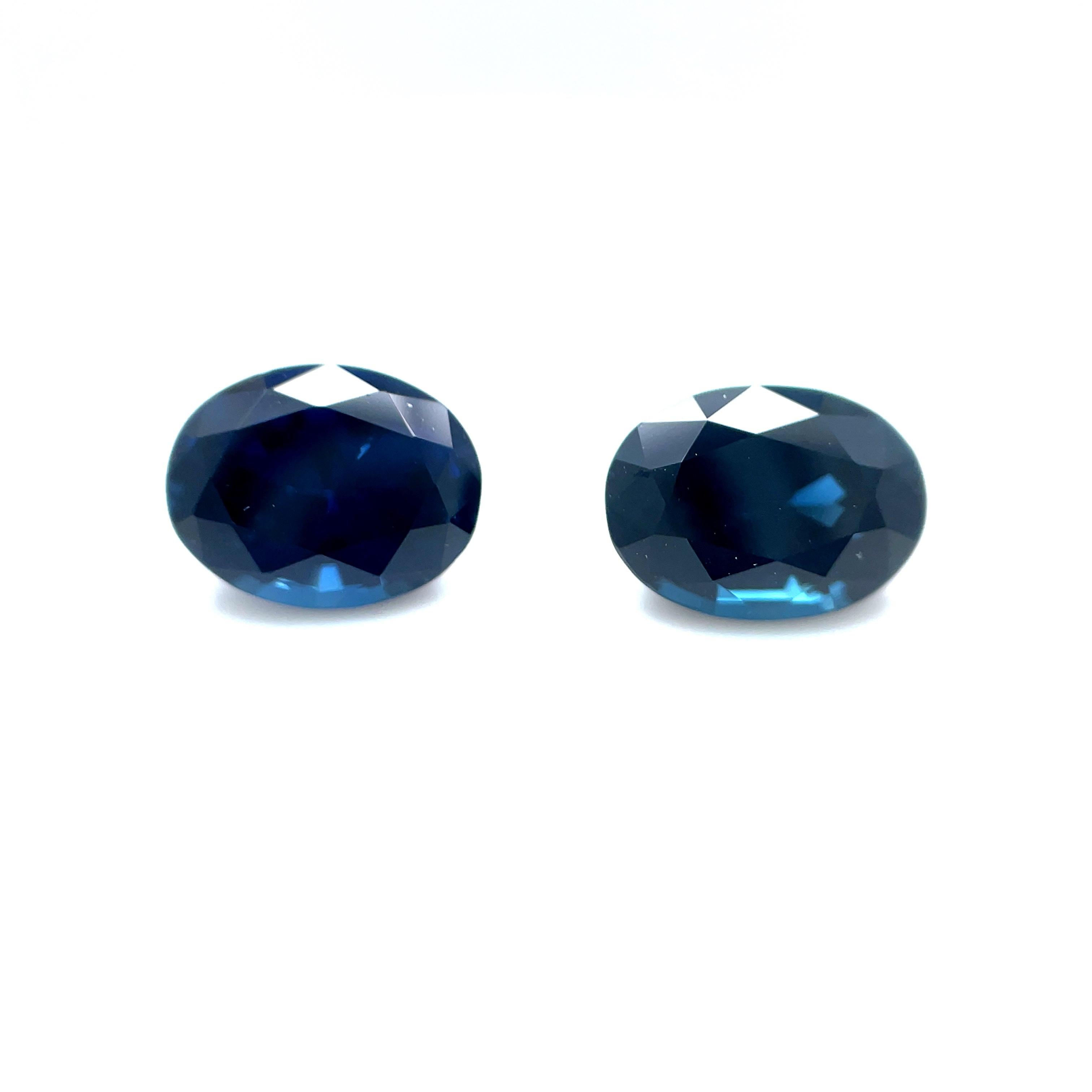 Royal blue sapphire earrings, what could be more regal? This pair of richly colored blue sapphires weighs 3.82 carats, are very clean, and have beautiful color! The classic oval shape lends itself to endless design possibilities. With such sizeable