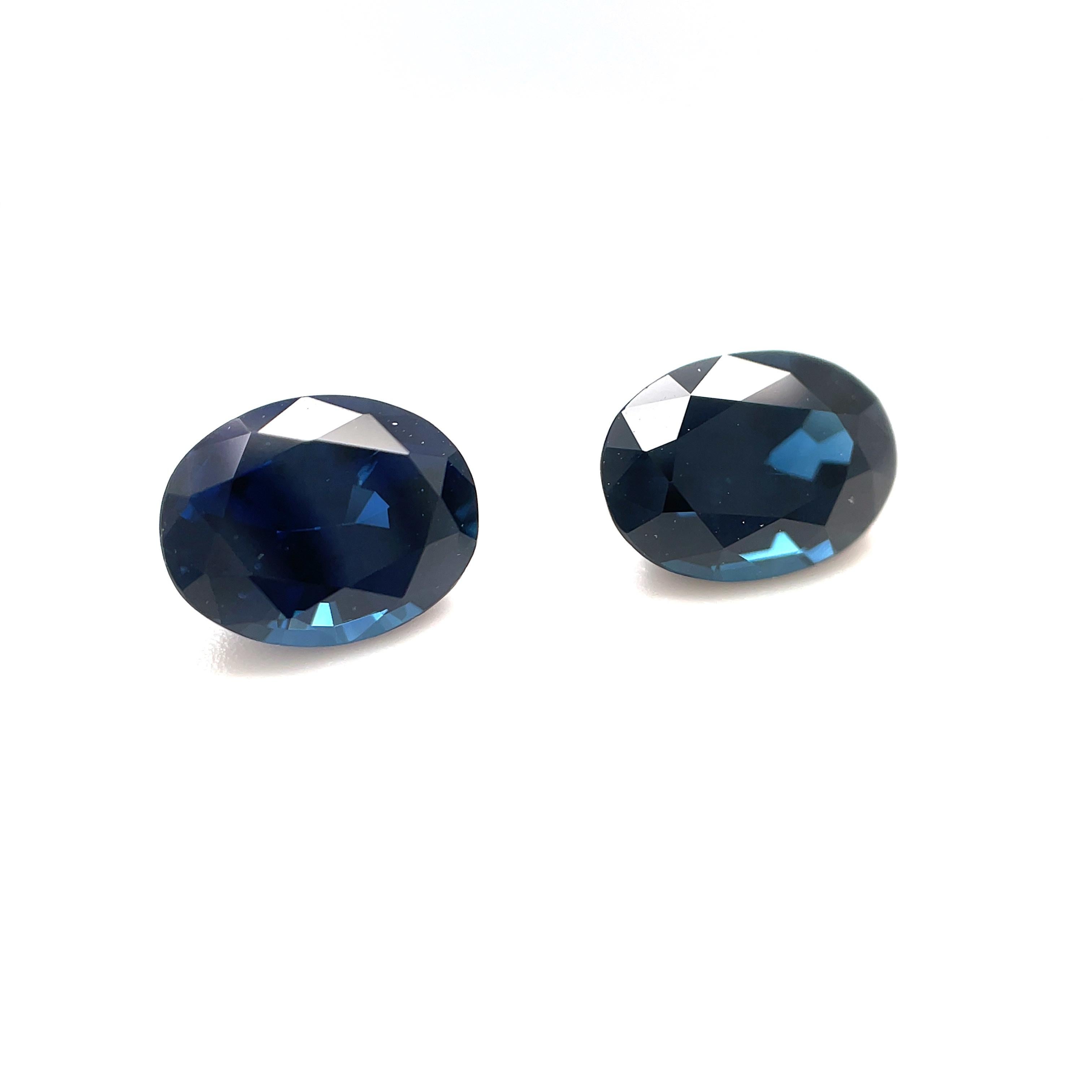 Artisan Royal Blue Sapphire Pair, 3.82 Carats Total, Loose Gemstones for Earrings For Sale
