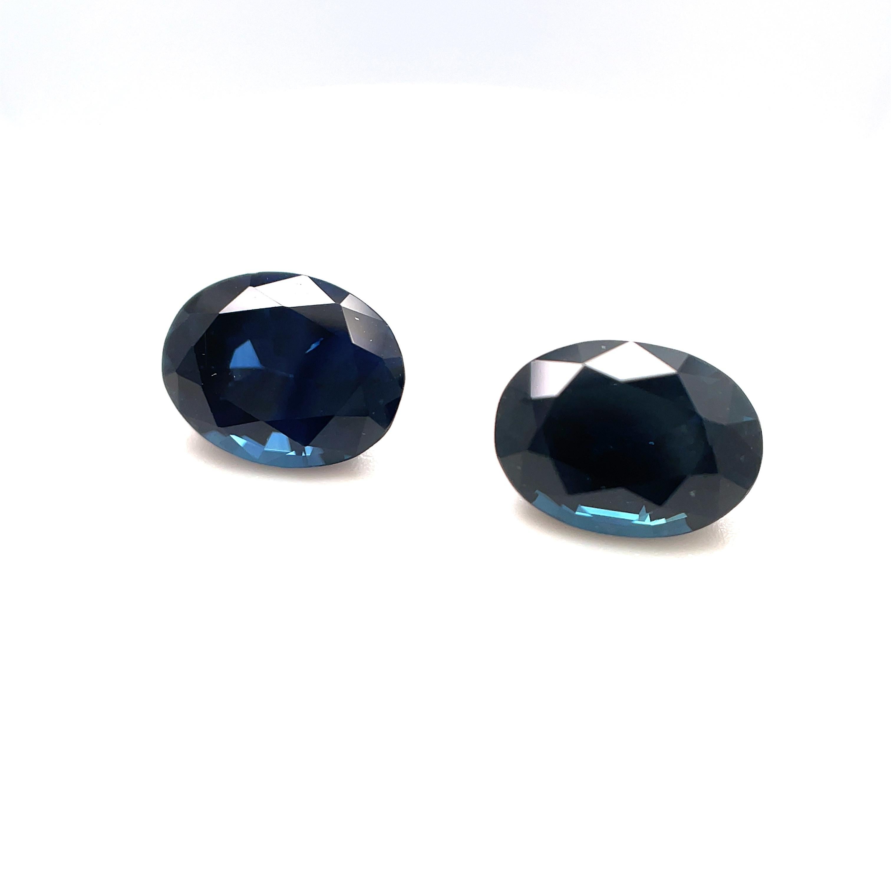 Oval Cut  Royal Blue Sapphire Pair, 3.82 Carats Total, Loose Gemstones for Earrings For Sale