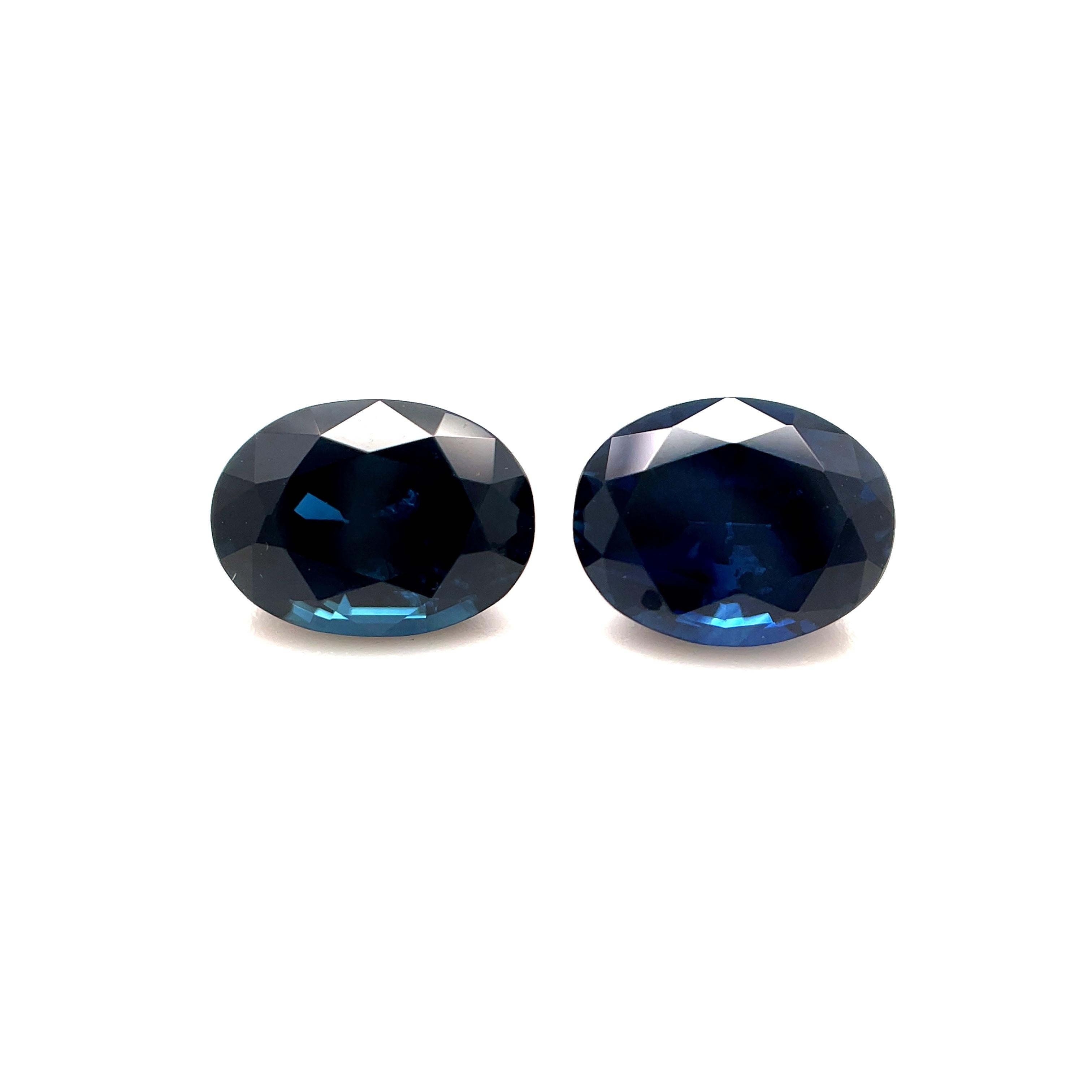 Women's or Men's  Royal Blue Sapphire Pair, 3.82 Carats Total, Loose Gemstones for Earrings For Sale