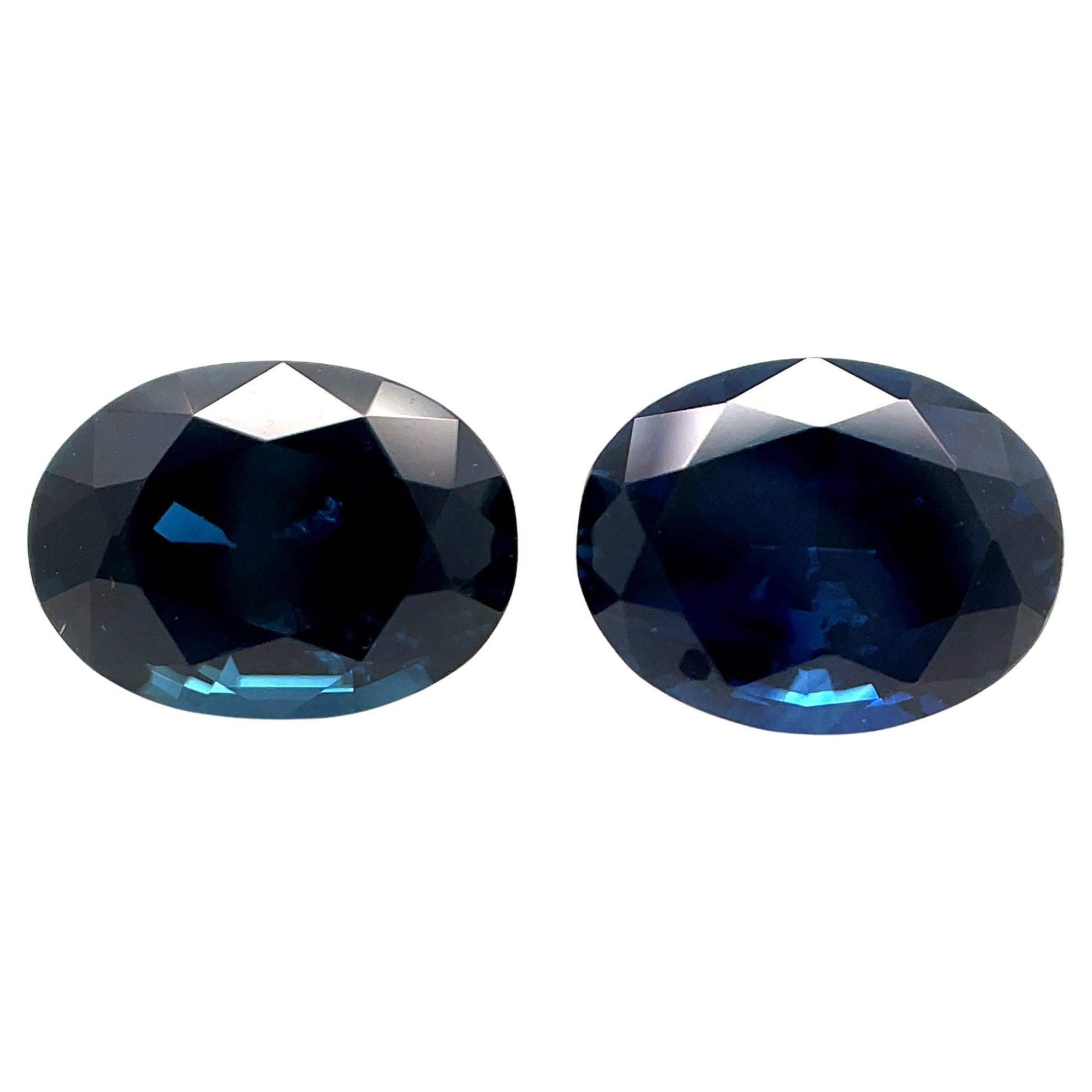  Royal Blue Sapphire Pair, 3.82 Carats Total, Loose Gemstones for Earrings For Sale