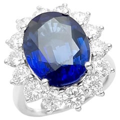 Anello con zaffiro blu reale e diamante con montatura in platino 950