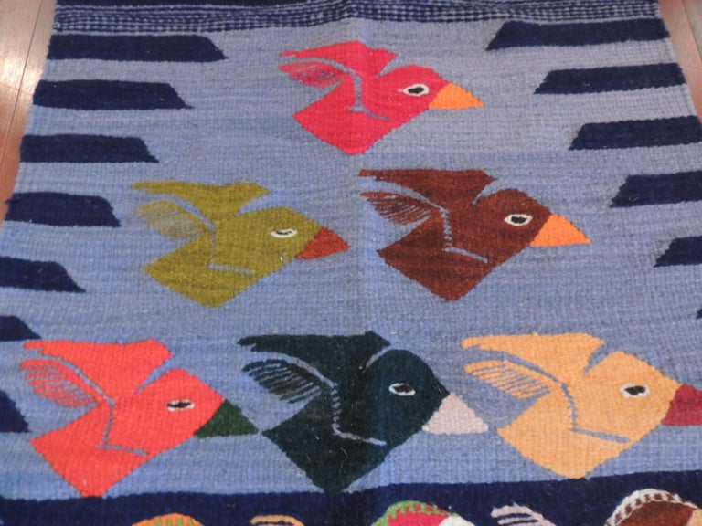 Royal Blue Woven Nautical Stripes Area Rug with Fringes For Sale at 1stDibs nautical stripe