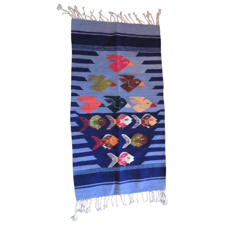 Royal Blue Woven Nautical Stripes Area Rug with Fringes For Sale at 1stDibs nautical stripe