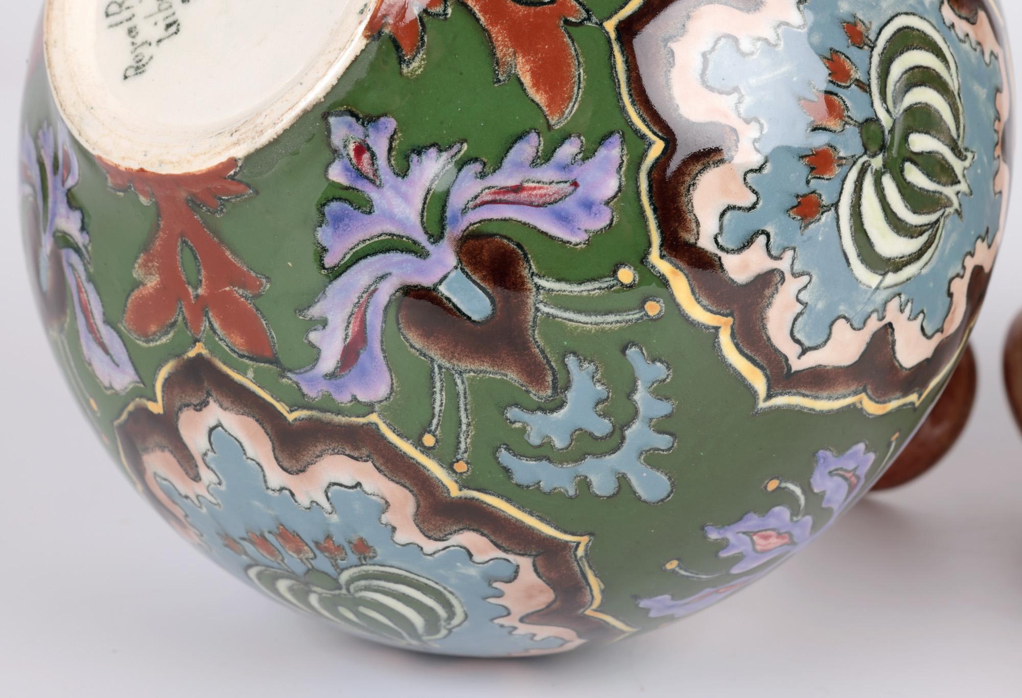 Royal Bonn Art Nouveau Pair Hand Painted Floral Pottery Vases  For Sale 12