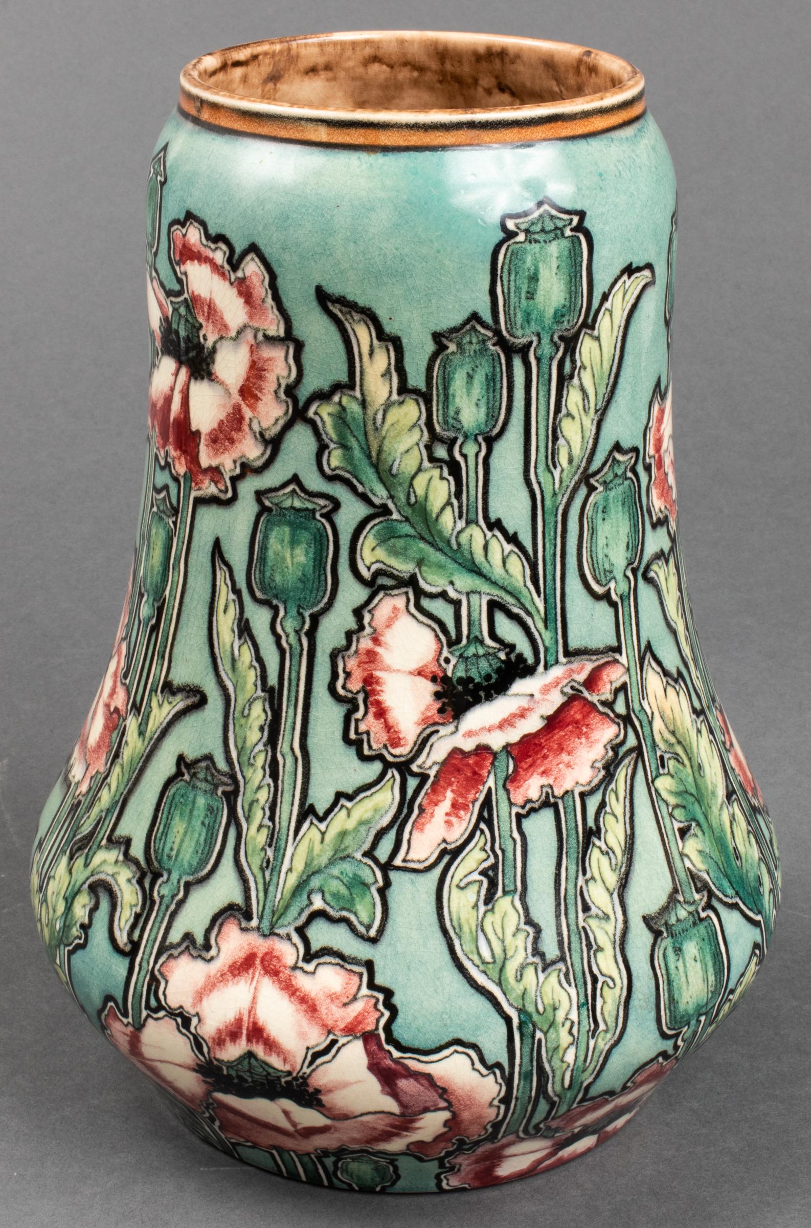 German Royal Bonn Art Nouveau Pottery Vase