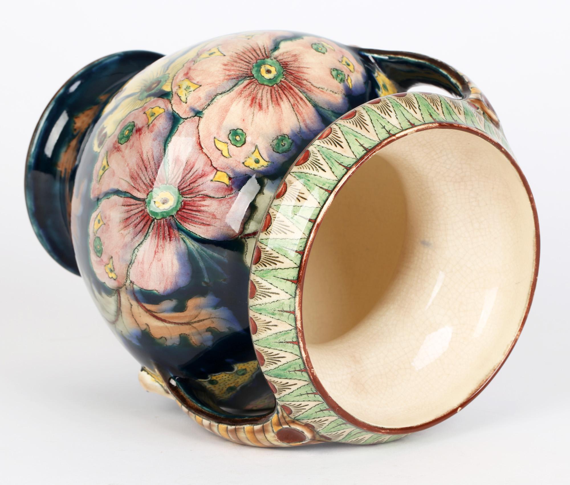 Royal Bonn Art Nouveau Twin Handled Hand Painted Floral Pottery Vase 4