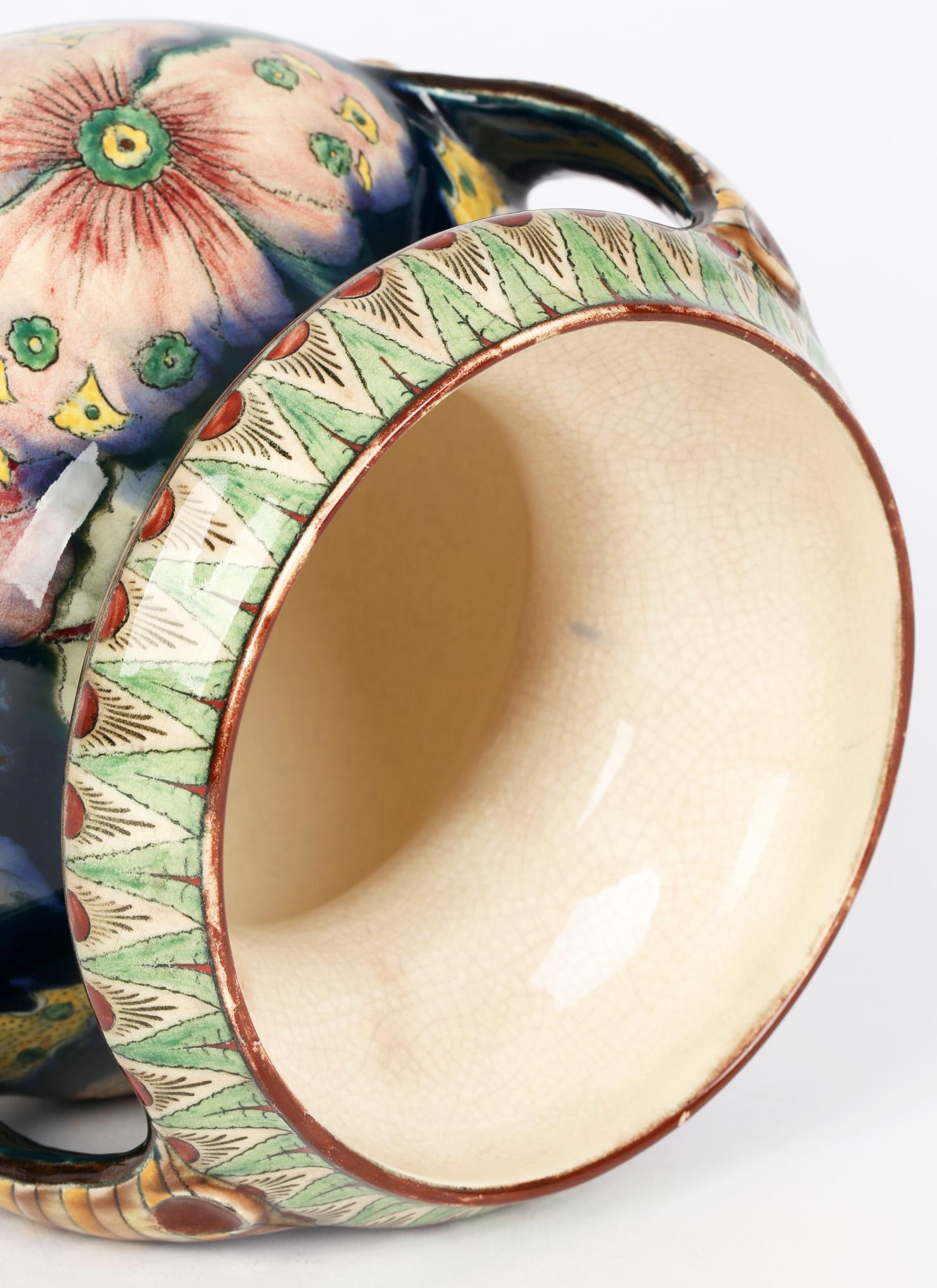 Royal Bonn Art Nouveau Twin Handled Hand Painted Floral Pottery Vase 5