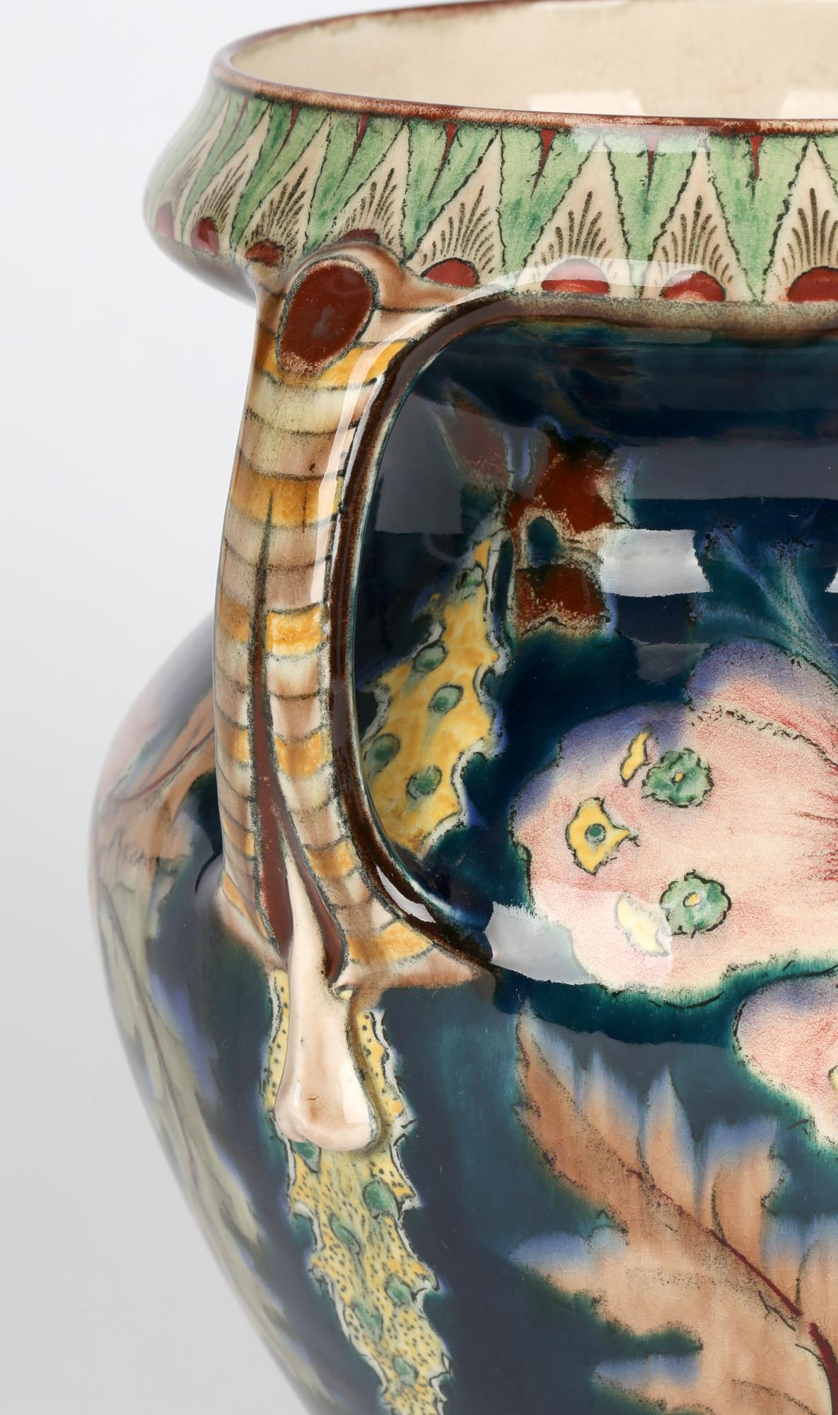 Royal Bonn Art Nouveau Twin Handled Hand Painted Floral Pottery Vase 8