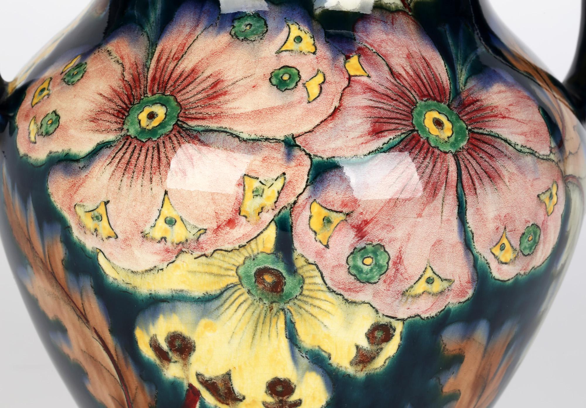 Royal Bonn Art Nouveau Twin Handled Hand Painted Floral Pottery Vase 1