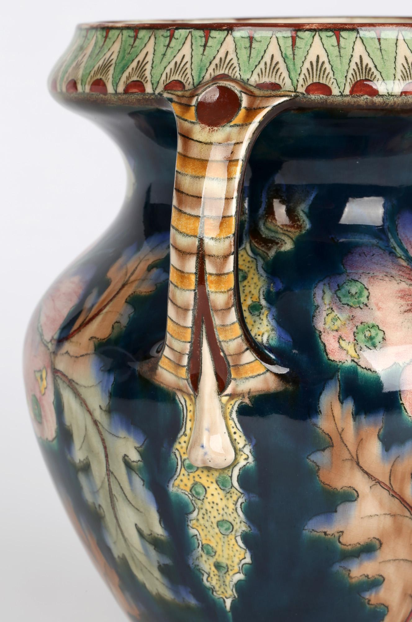 Royal Bonn Art Nouveau Twin Handled Hand Painted Floral Pottery Vase 2