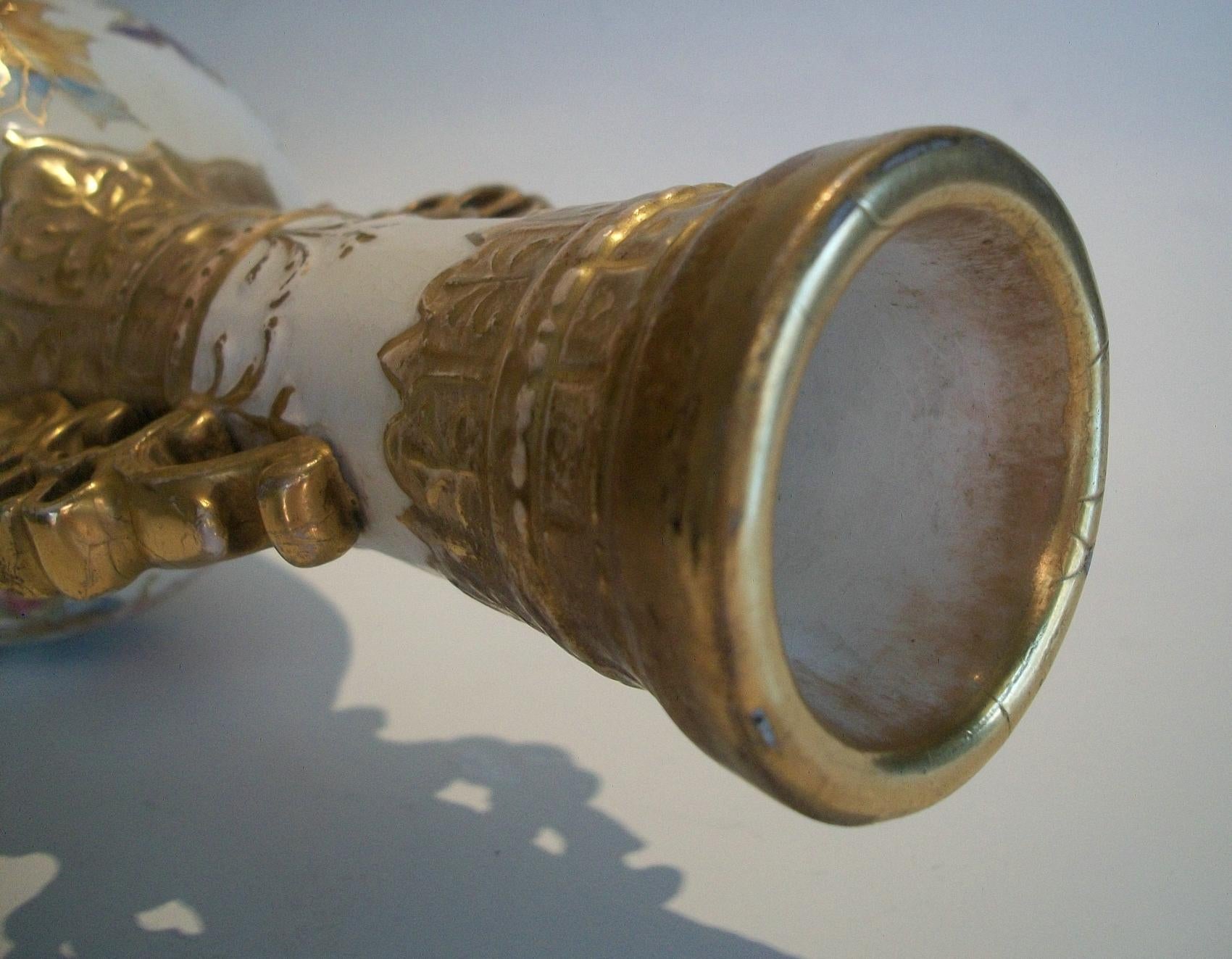 ROYAL BONN – FRANZ ANTON MEHLEM – handbemalte und vergoldete Vase / Lampe – um 1900 im Angebot 6