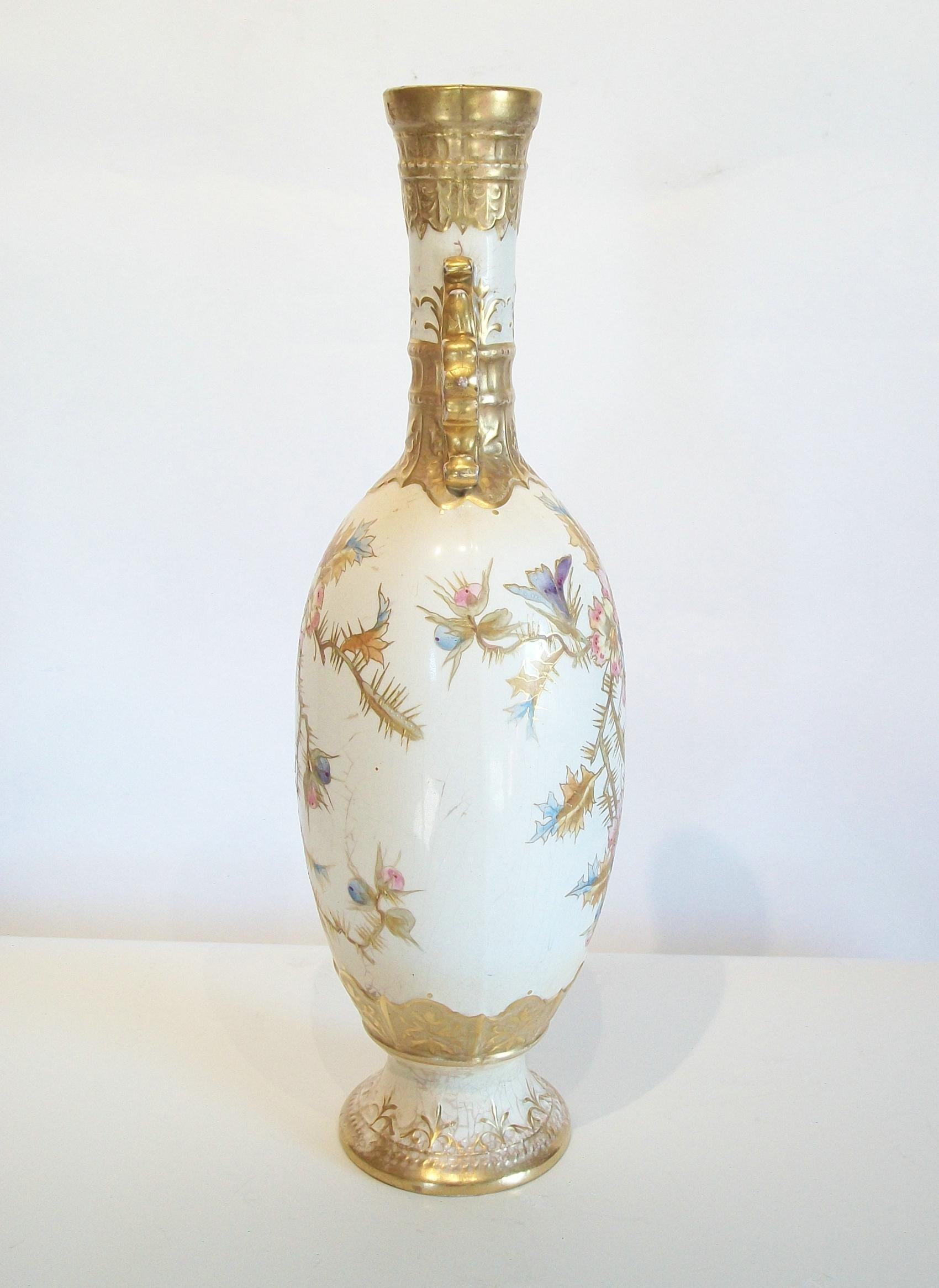 Doré Vase / lampe ROYAL BONN - FRANZ ANTON MEHLEM - peint à la main et doré - vers 1900 en vente