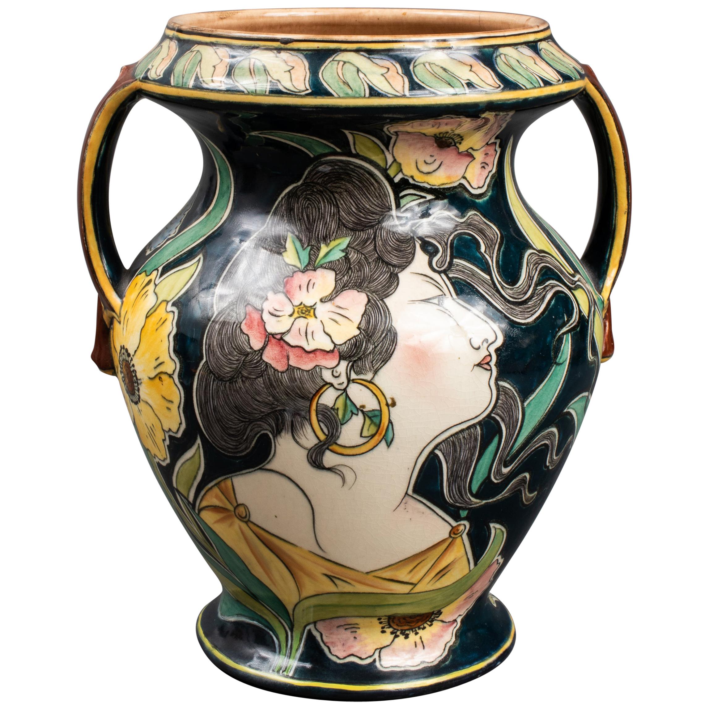 Royal Bonn "Old Dutch" Art Nouveau Pottery Vase