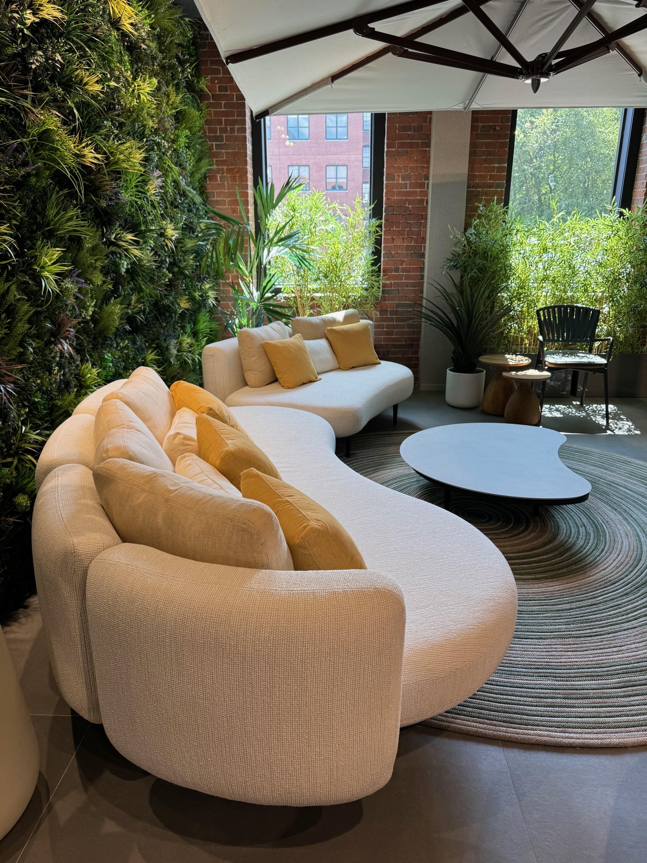 Powder-Coated Royal Botania Organix Outdoor Sectional Set with Coffee Table