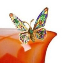 Royal Bouquet Decorative Bowl with Plique-à-Jour Enamel Butterfly and Guilloché