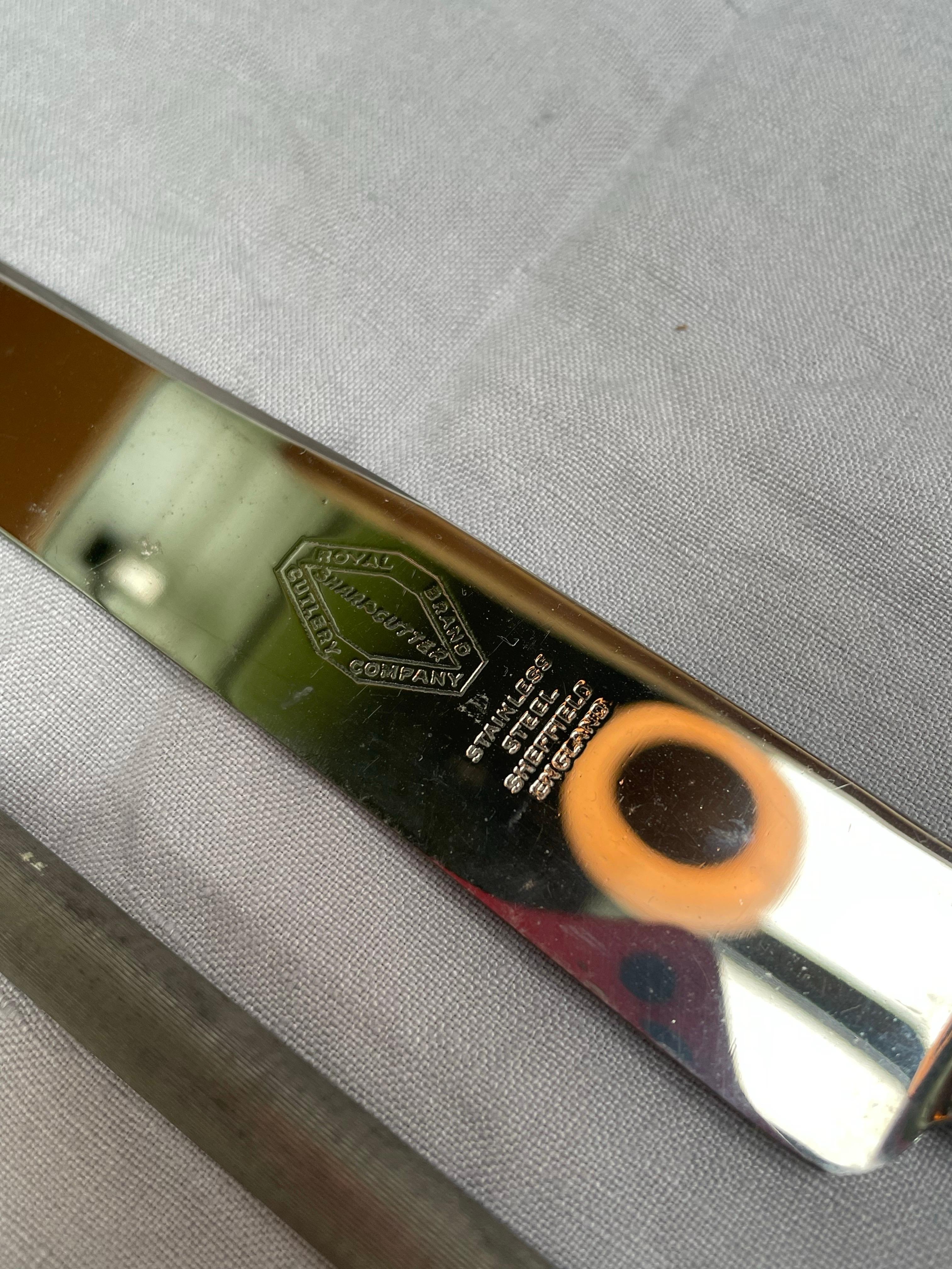 Juego de trinchar de tres piezas con asas de ciervo auténtico de Royal Brand Sheffield England en Bueno estado para la venta en Northport, MI