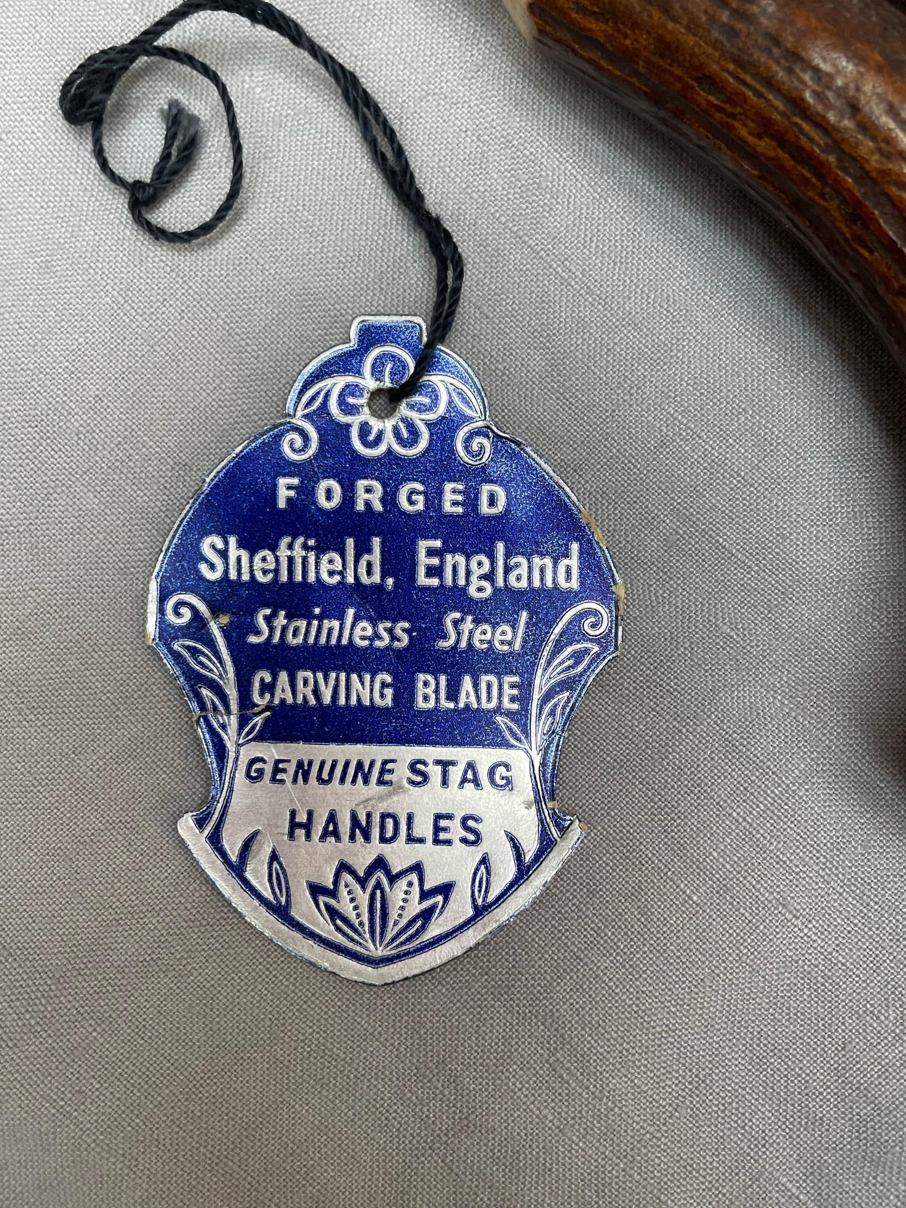 Juego de trinchar de tres piezas con asas de ciervo auténtico de Royal Brand Sheffield England Acero inoxidable en venta