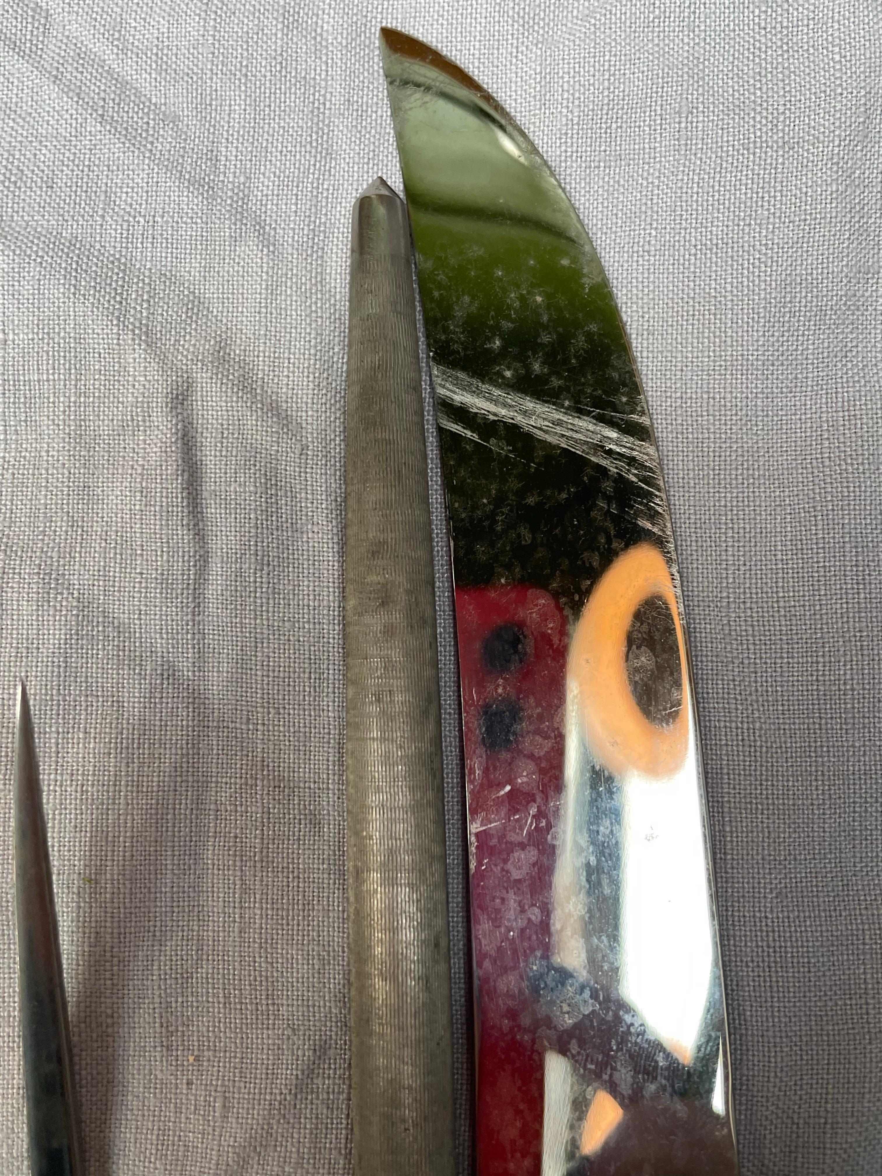 Juego de trinchar de tres piezas con asas de ciervo auténtico de Royal Brand Sheffield England en venta 1