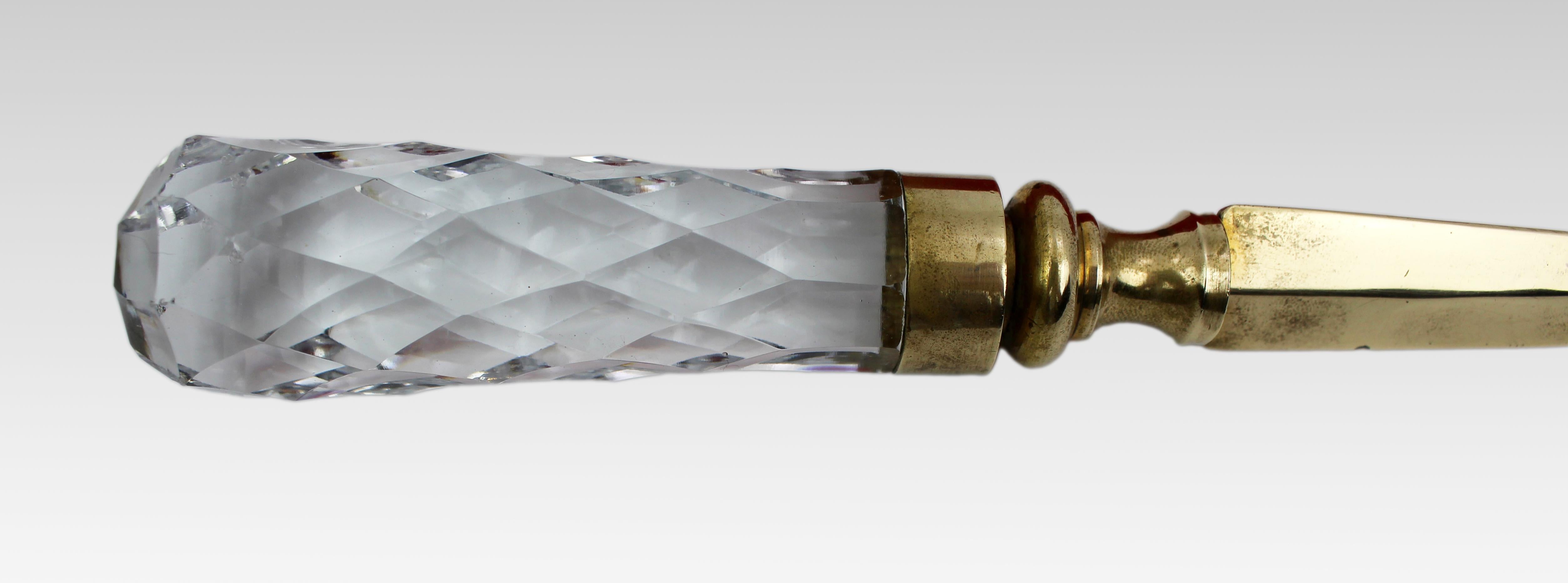 20th Century Royal Brierley Crystal and Brass Letter Opener, Boxed, England For Sale