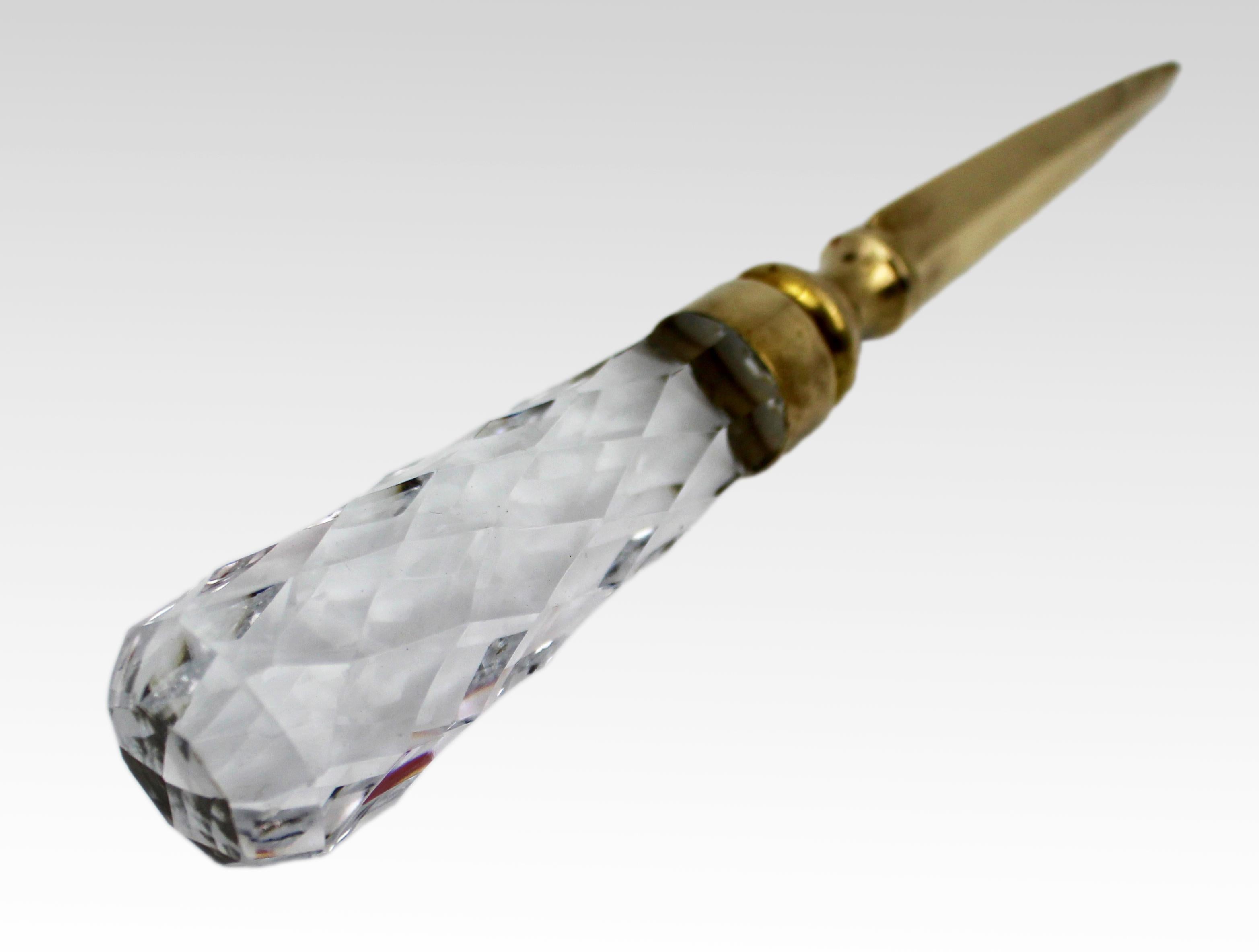 Royal Brierley Crystal and Brass Letter Opener, Boxed, England For Sale 1