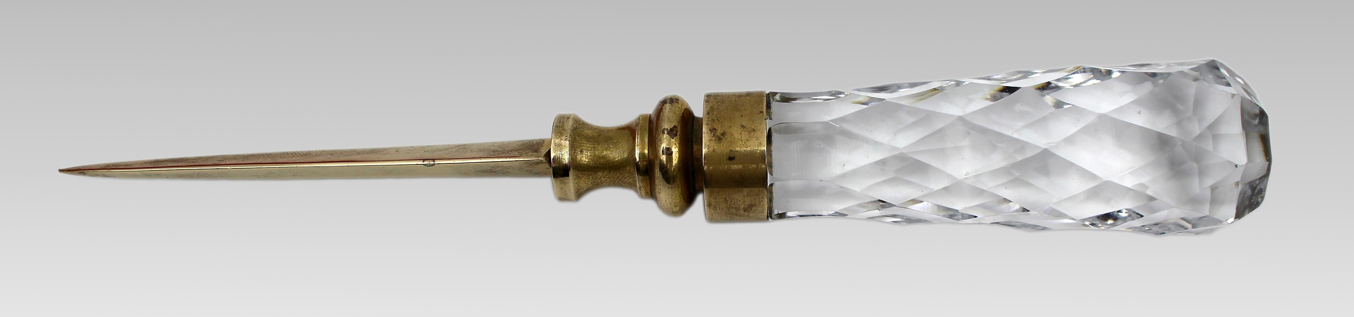 Royal Brierley Crystal and Brass Letter Opener, Boxed, England For Sale 3