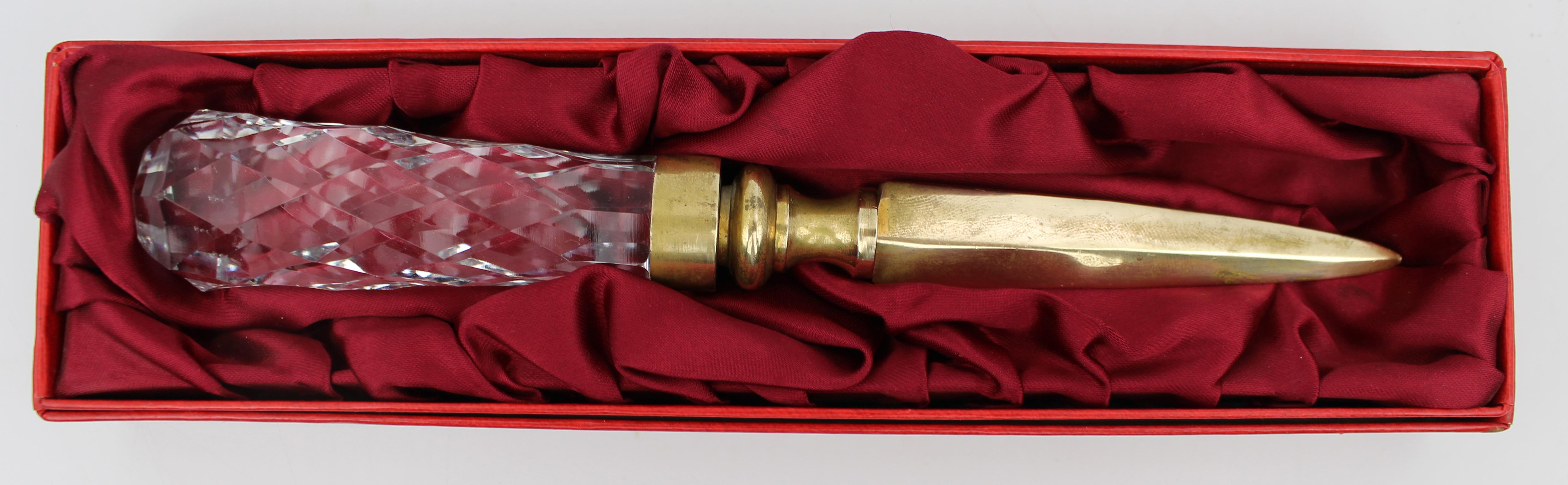 Royal Brierley Crystal and Brass Letter Opener, Boxed, England For Sale 4