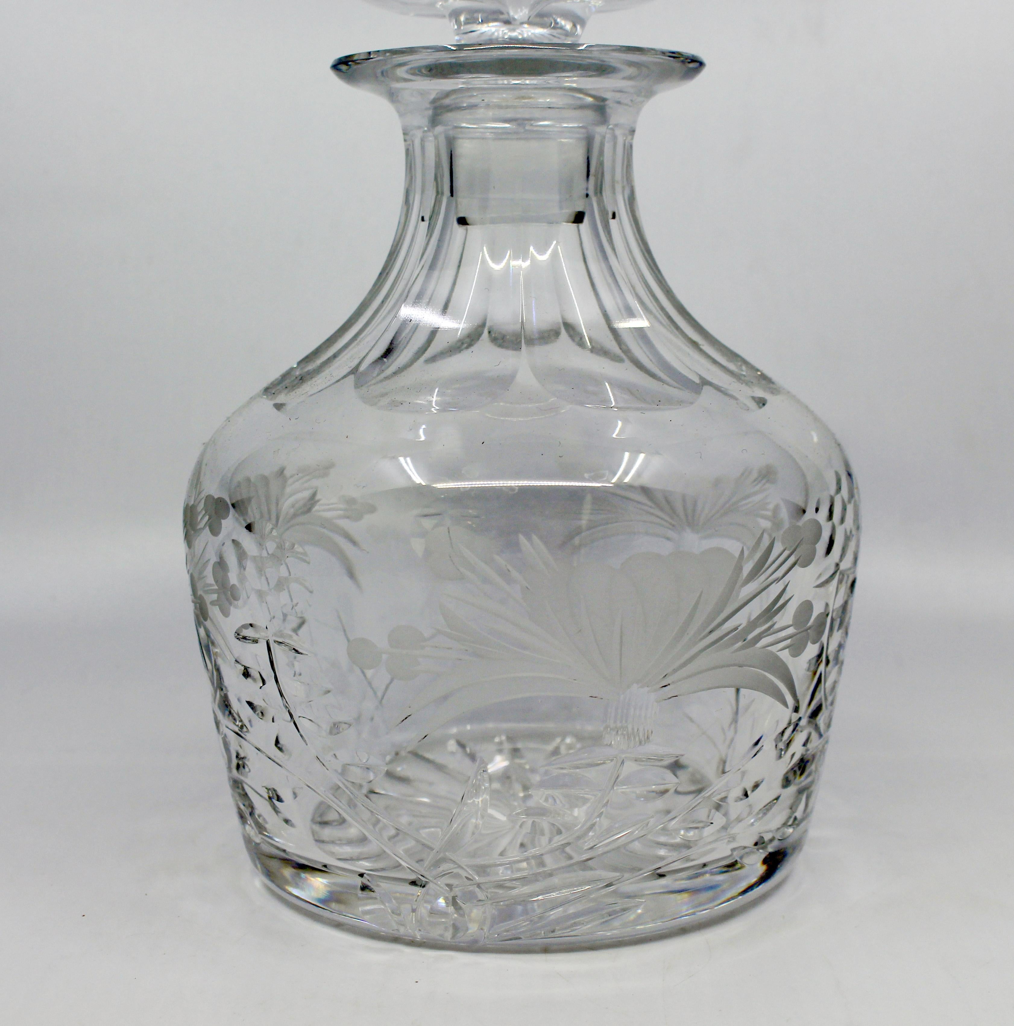 20th Century Royal Brierley Cut Glass Honeysuckle Mushroom Shaped Decanter For Sale