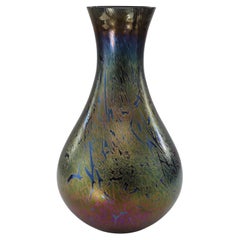 Royal Brierley Studio. A colourful iridescent Art Glass vase