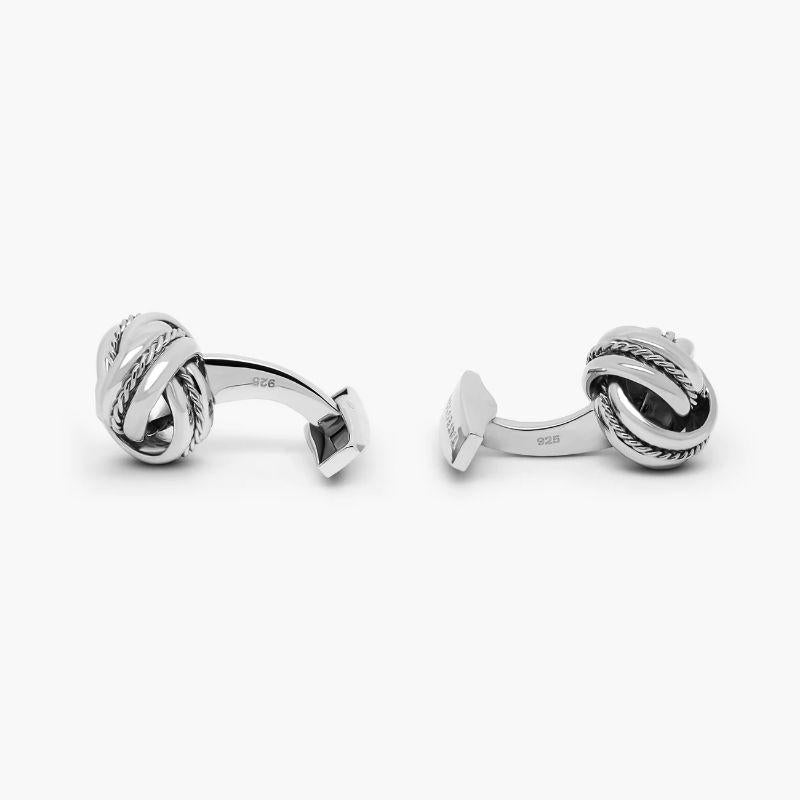 Royal Cable Knot Cufflinks in Sterling Silver

Our traditional braided knots use polished, clean lines and fluid movements to create a collection perfect for those who love classy minimalism. Each braid is cushioned between 2 panels, creating a knot