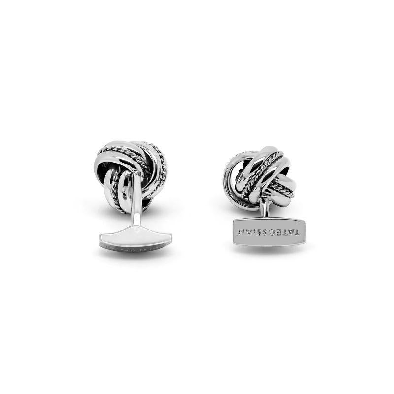 Royal Cable Knot Cufflinks in Sterling Silver In New Condition For Sale In Fulham business exchange, London