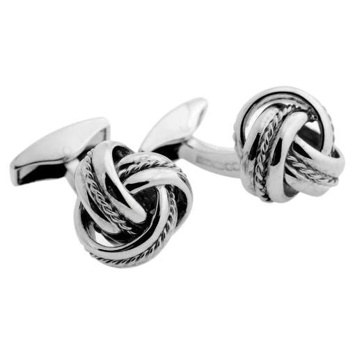 Royal Cable Knot Cufflinks in Sterling Silver For Sale
