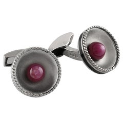 Tateossian Royal Cable Ruby Silver Cufflinks 'Limited Edition - 10 Pairs'