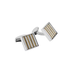 Royal Cable Square Cufflinks in Sterling Silver with 18k Gold