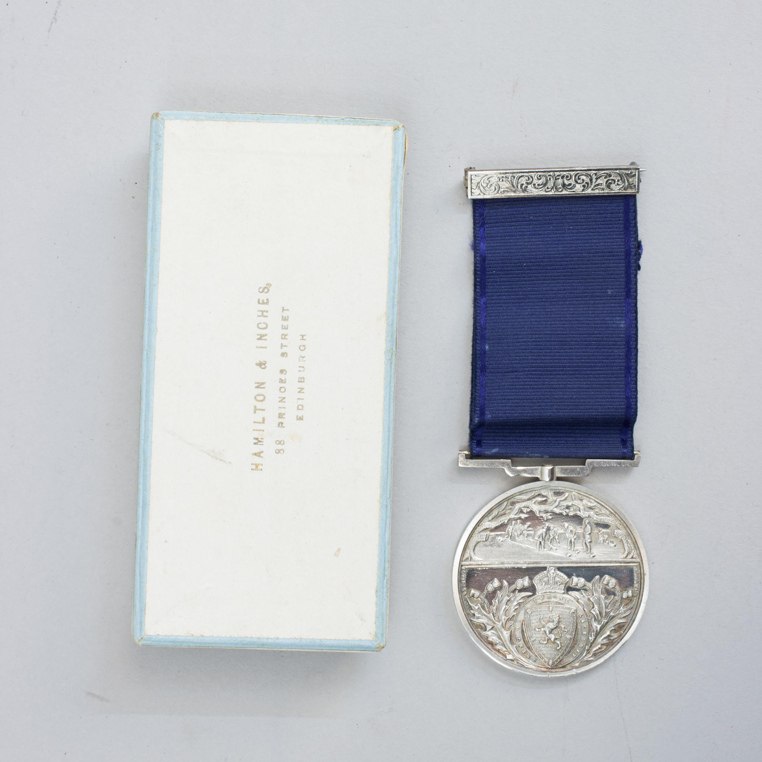 Silver Royal Caledonian Curling Club, Curling Medal. For Sale