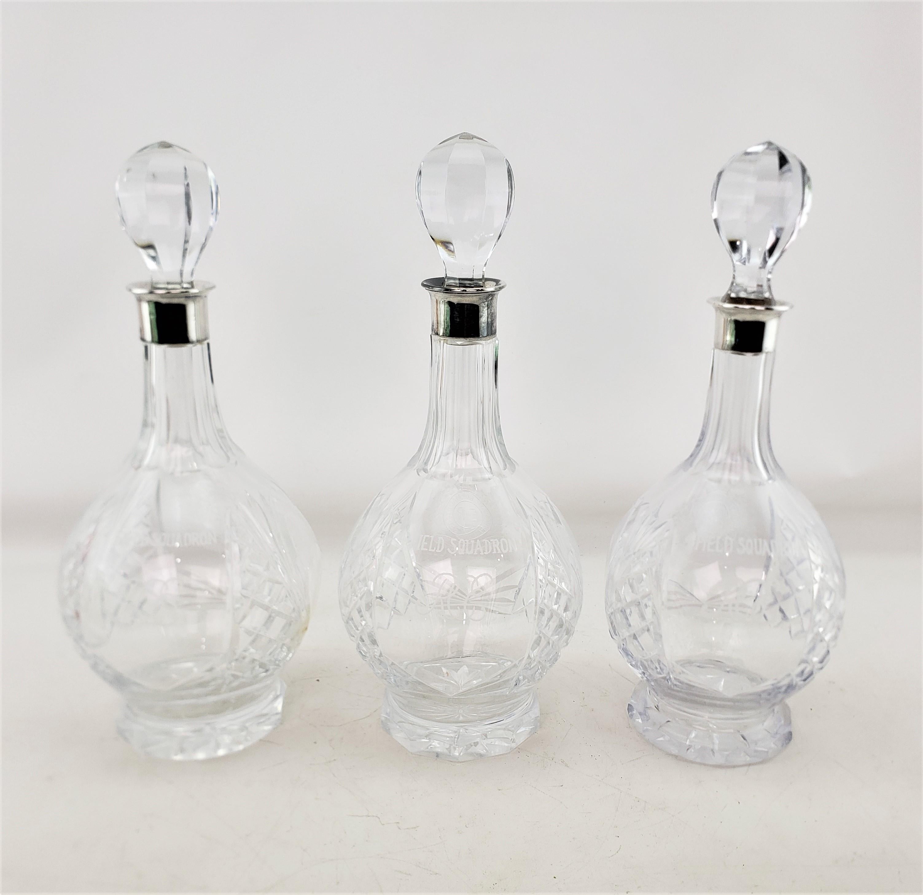 Royal Canadian Engineers Field Squadron Etched Cut Crystal & Sterling Decanters For Sale 2