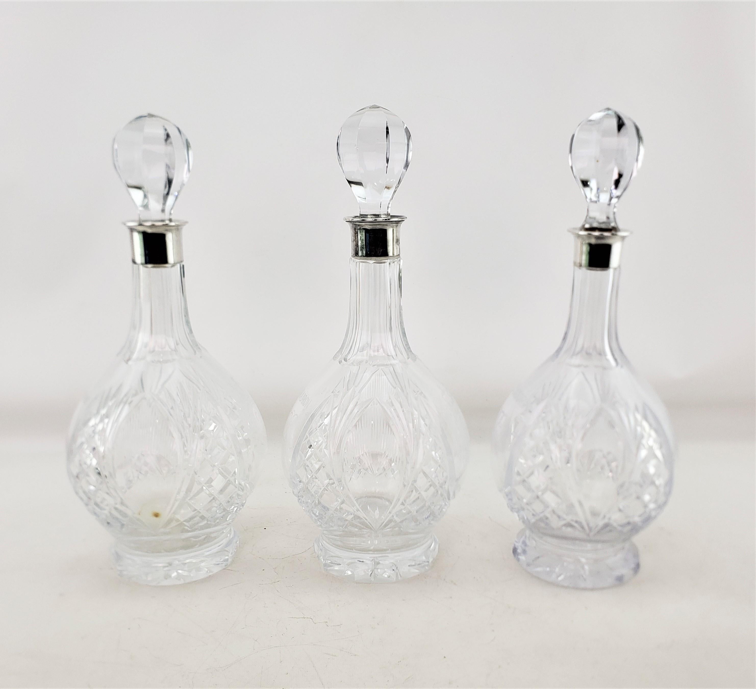 Royal Canadian Engineers Field Squadron Etched Cut Crystal & Sterling Decanters For Sale 3