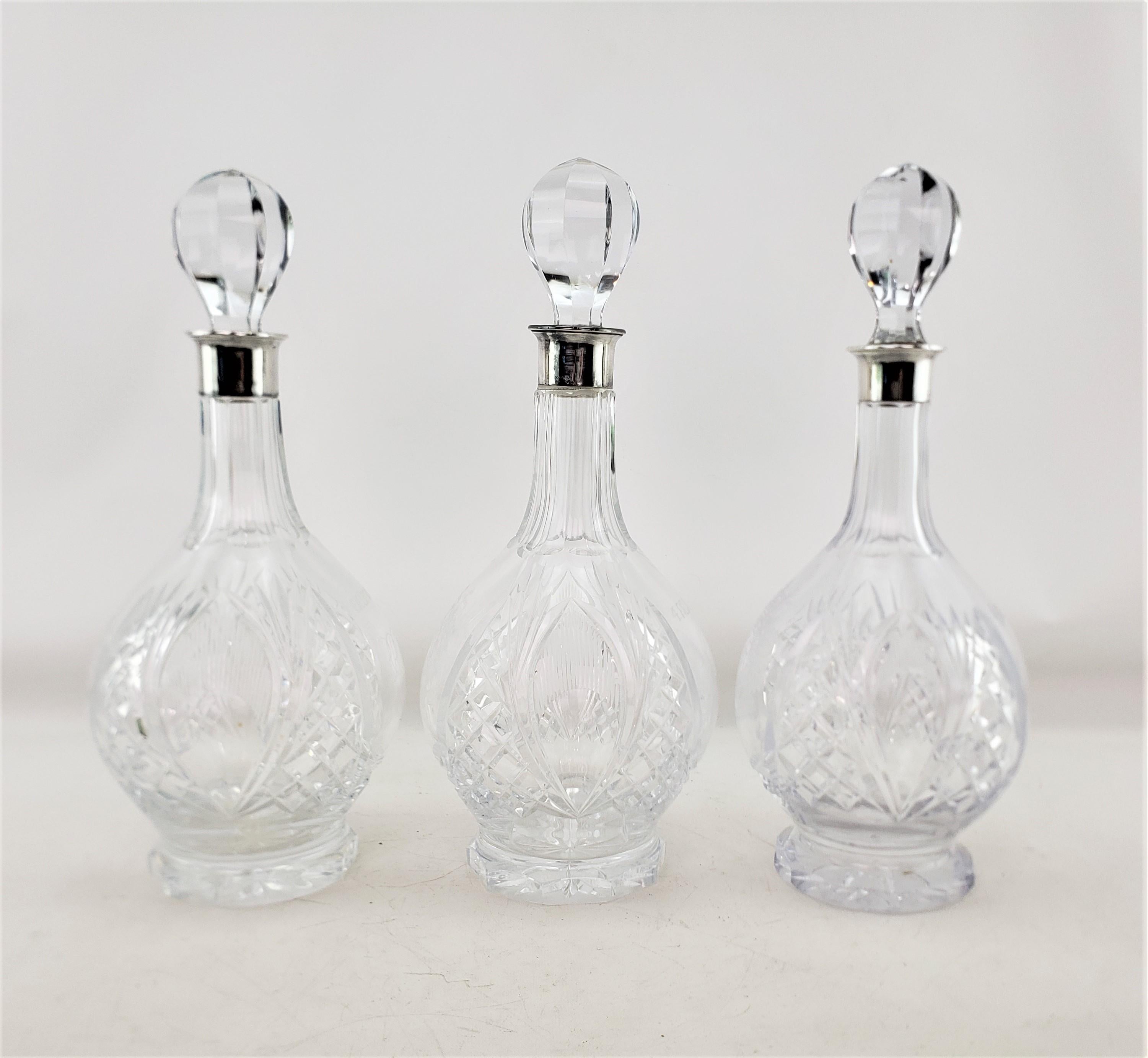 Royal Canadian Engineers Field Squadron Etched Cut Crystal & Sterling Decanters For Sale 1