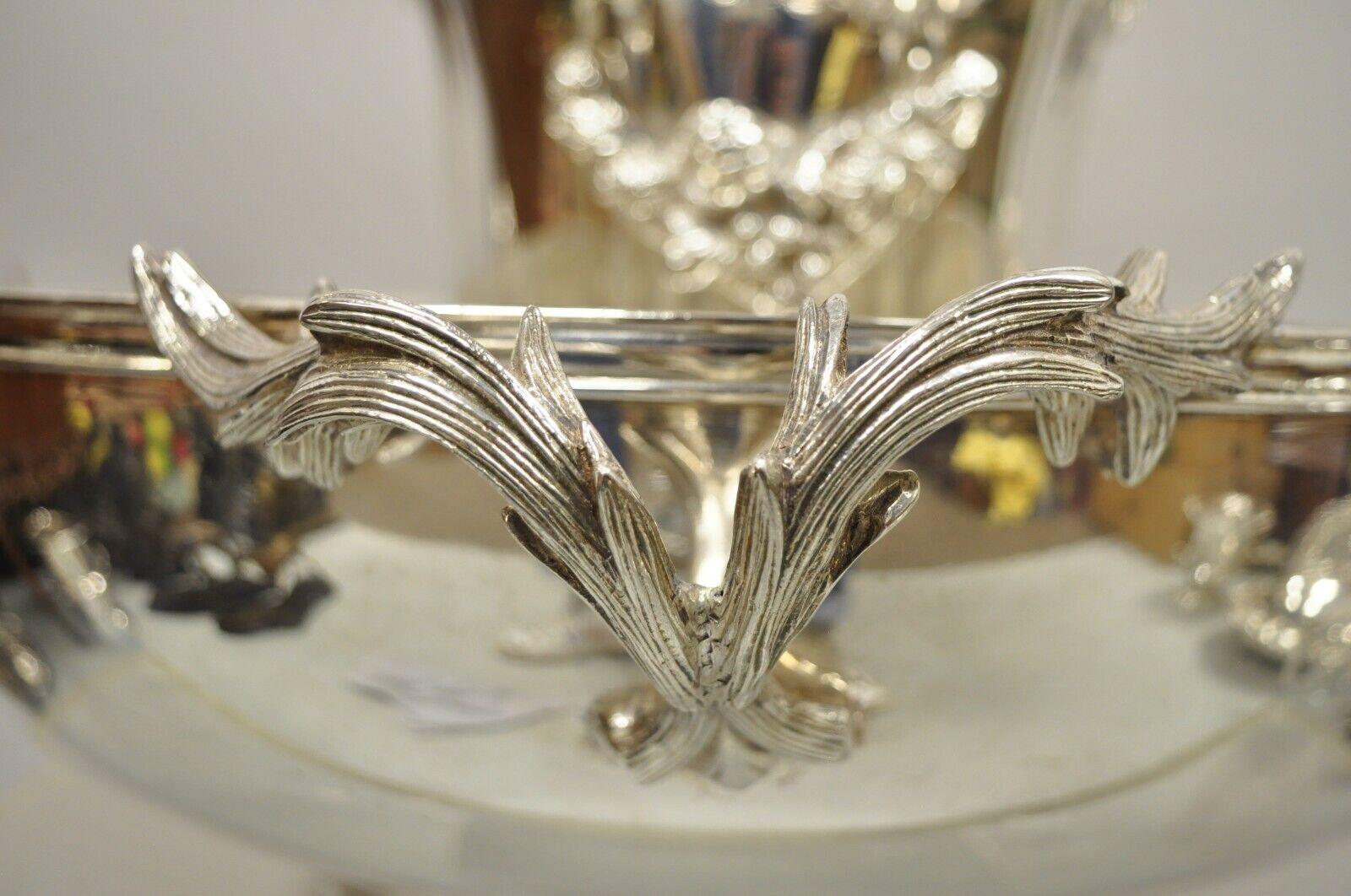 20th Century Royal Castle Sheffield Silver Plated Branch Handle Punch Bowl and Ice Bucket For Sale