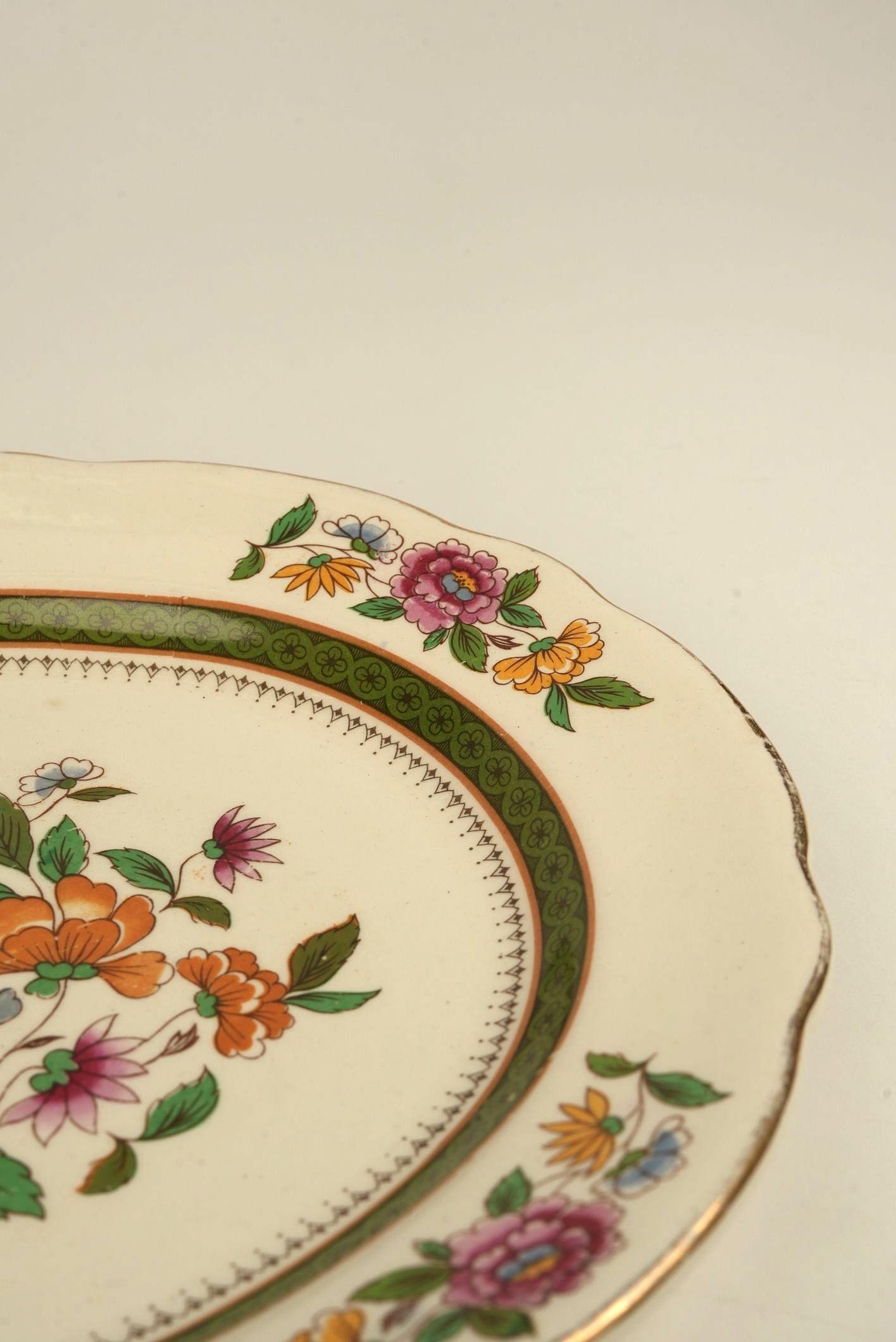 Royal Cauldon 'Ludlow' Handbemalte geblümte Platte (Georgian) im Angebot