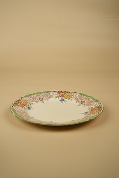 Royal Cauldon Vintage Plates  Set of 4, Green Floral Garland Rims, England 1940