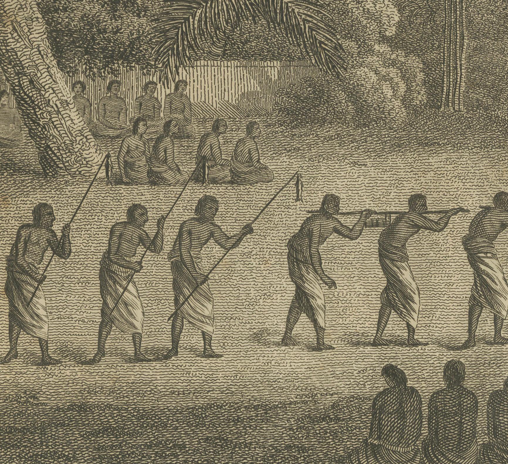 Royal Celebration in Tongatapu: The Natche Ceremony Engraved in circa 1785 In Good Condition For Sale In Langweer, NL