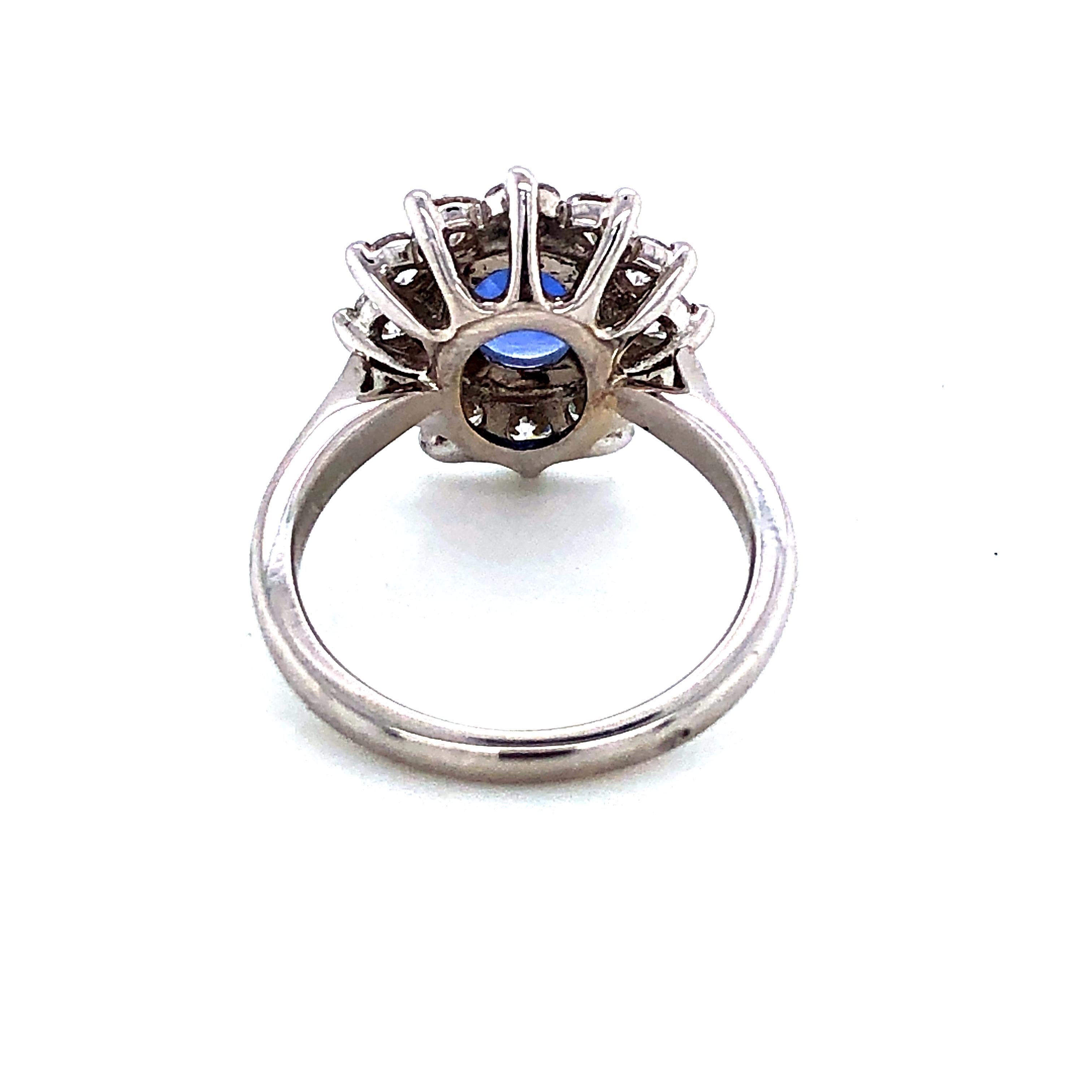 Artisan Royal Ceylon Sapphire and White Diamonds on White Gold Engagement Ring
