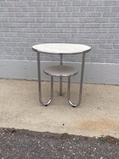 Royal Chrome Round 2-Tier Side Table Circa 1930's