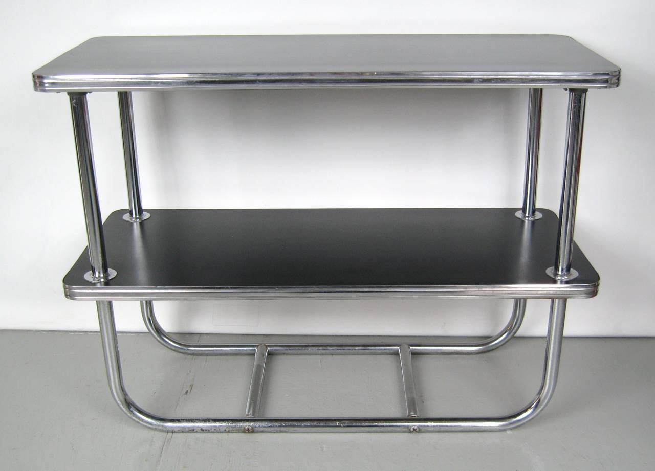 American Royal Chrome Side Table with Black Top