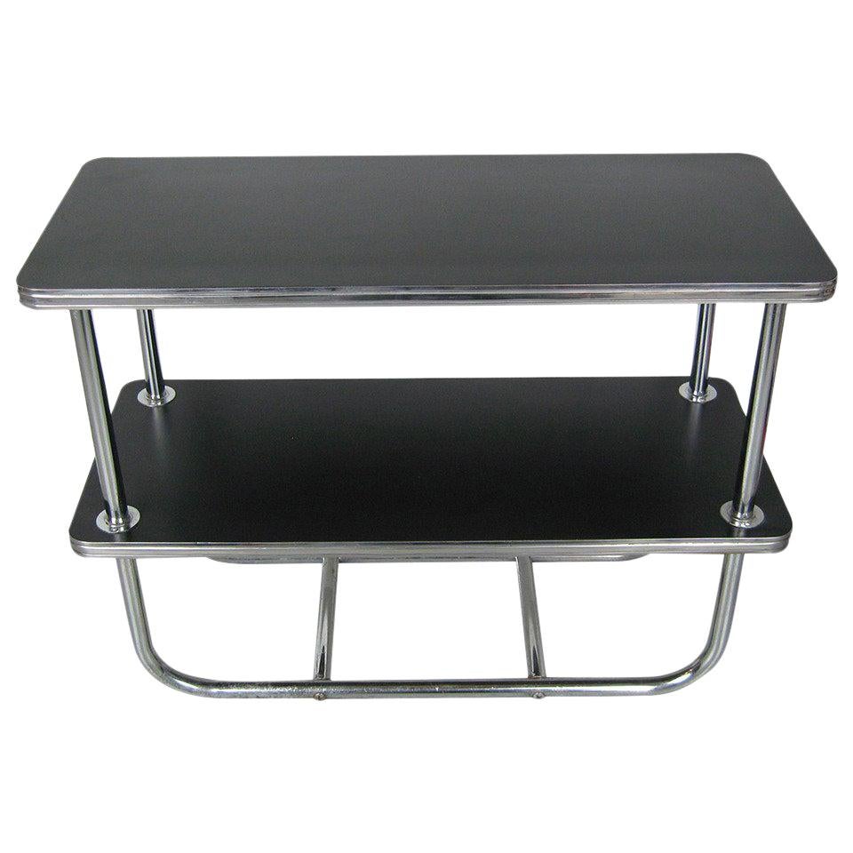 Royal Chrome Side Table with Black Top