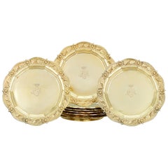 Royal Chrysanthemum Silver Gilt Salad Plates by Tiffany & Co.