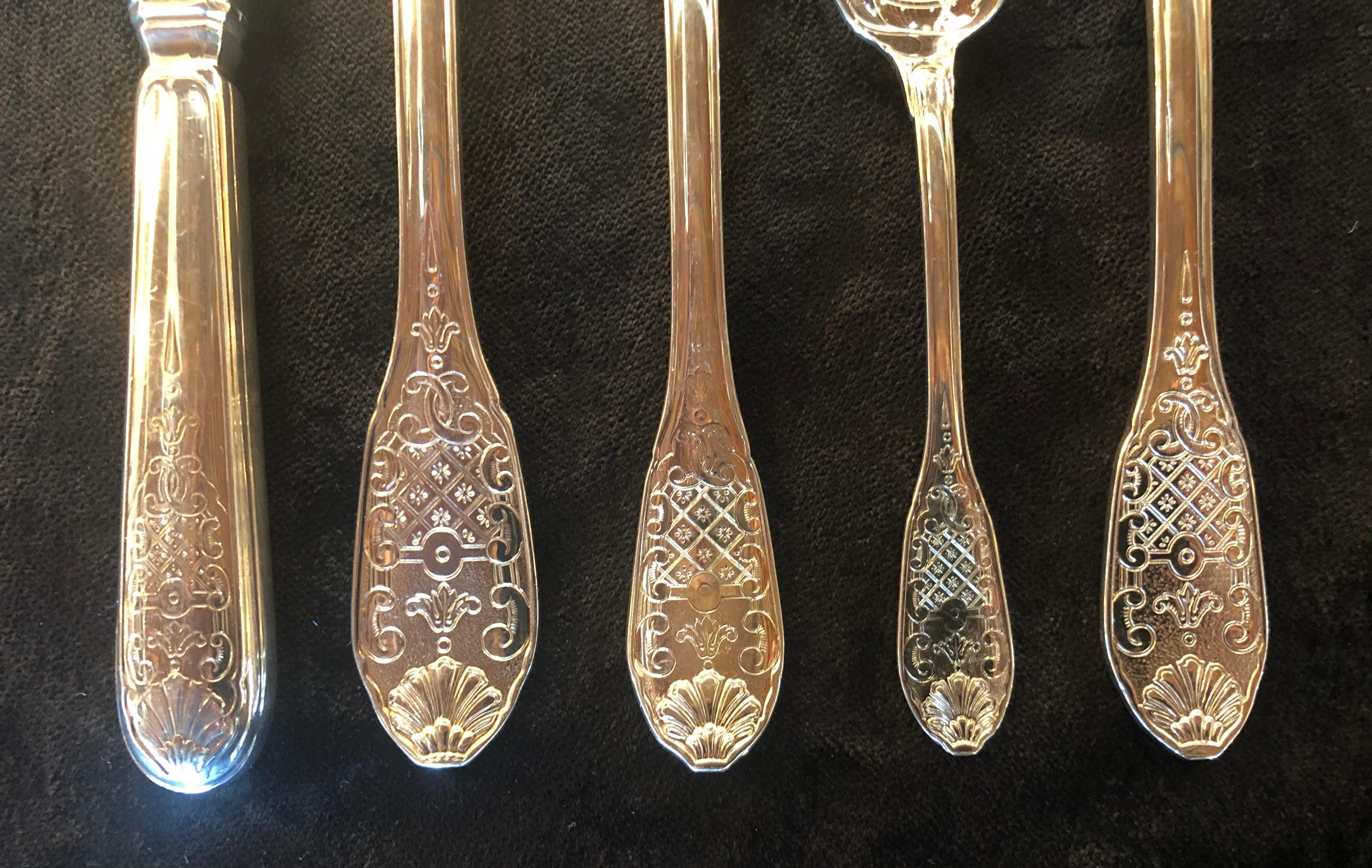 Royal Cisele by Christofle Flatware Service for Sixteen, Five Piece Place Set.  3