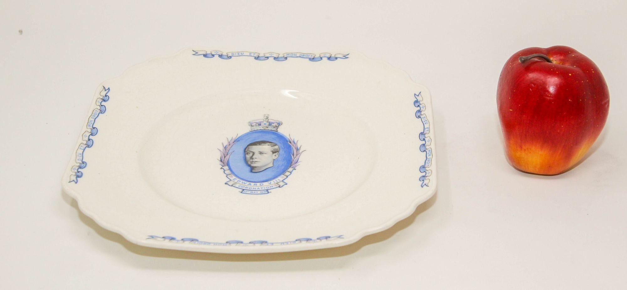 Assiette de couronnement en porcelaine de collection royale Edward VIII 1936 Wedgewood Angleterre 3