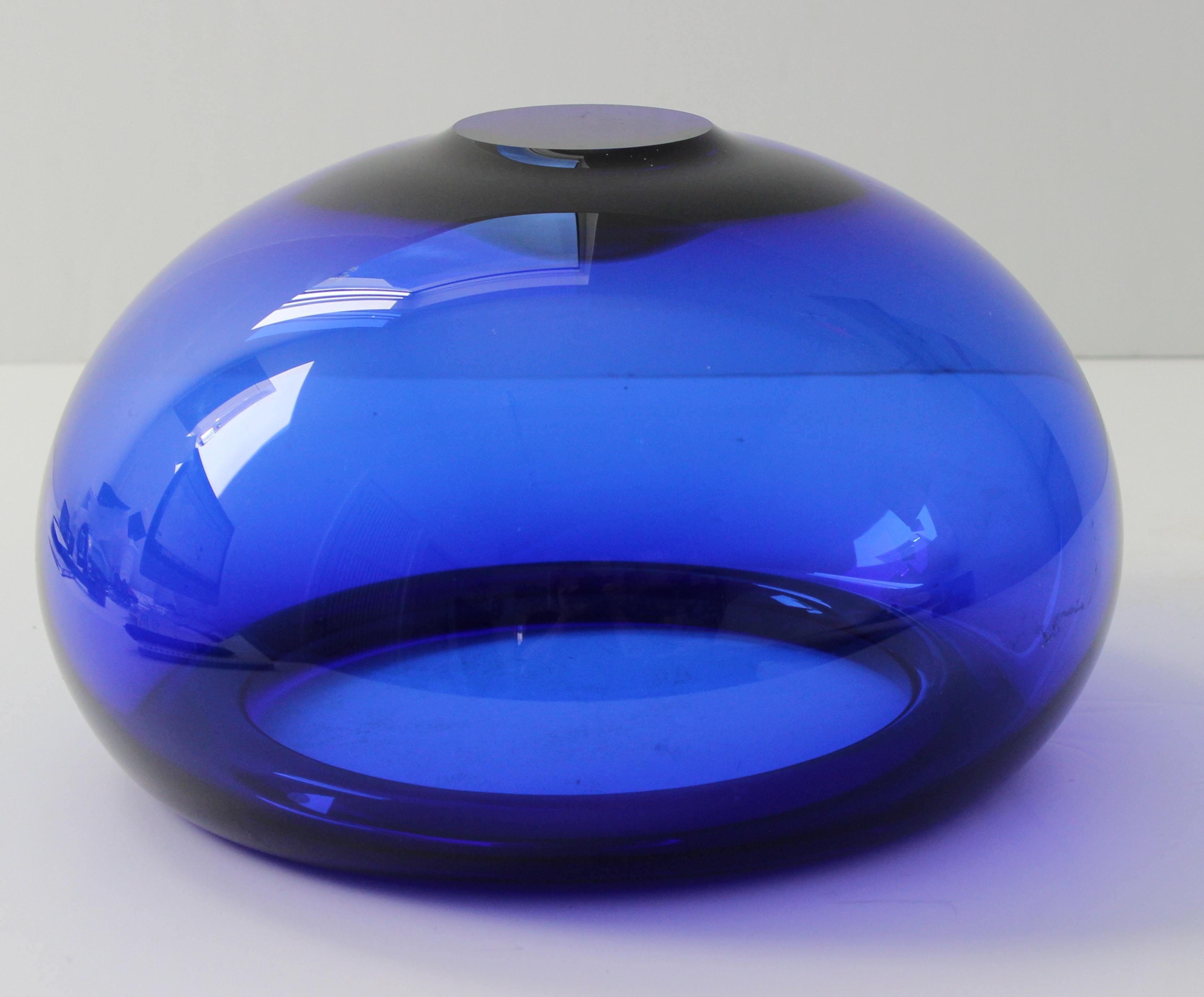 20th Century Royal Copehagen Cobalt Blue Crystal Bowl